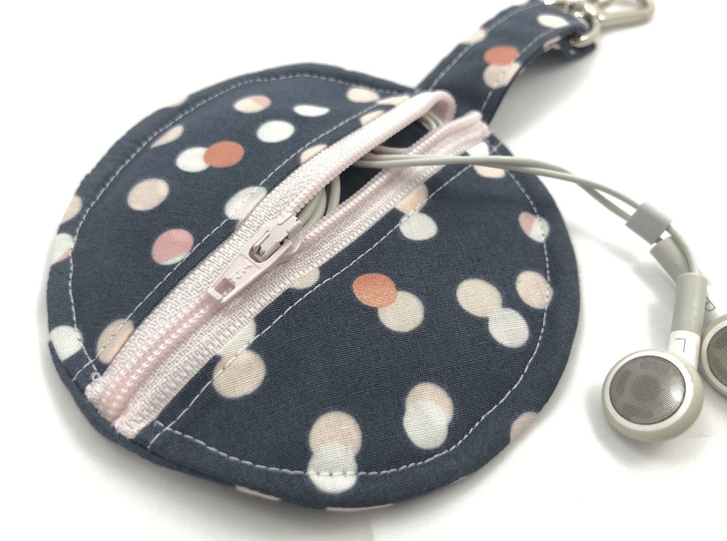 Gray Airpod Pouch, Polka Dot Ear Pod Case, Pink Headphone Cozy - EcoHip Custom Designs