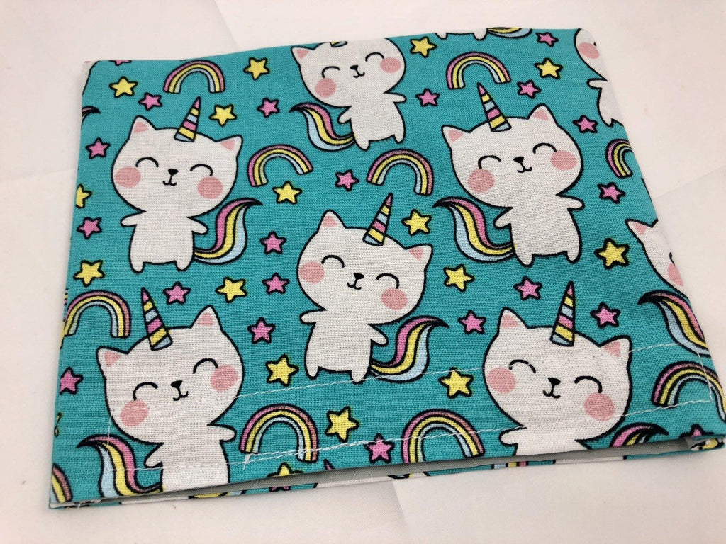 Reusable Snack Bag, Kitten Reusable Baggie, Unicorn Snack Bag, Fabric Snack Bag, Reusable Fabric Snack Bag - Unicorn Cat Blue