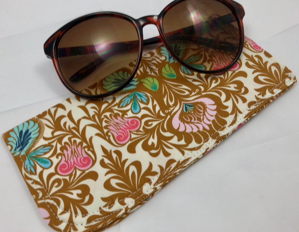 Beige Eye Glasses Sleeve, Tan Reading Glasses Pouch, Brown Sunglasses Holder - EcoHip Custom Designs