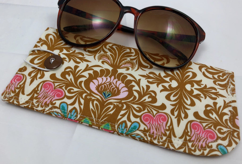 Beige Eye Glasses Sleeve, Tan Reading Glasses Pouch, Brown Sunglasses Holder - EcoHip Custom Designs