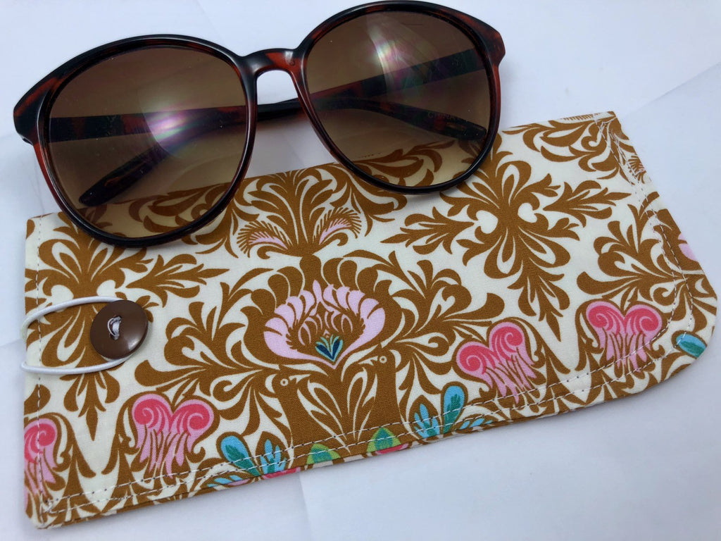 Beige Eye Glasses Sleeve, Tan Reading Glasses Pouch, Brown Sunglasses Holder - EcoHip Custom Designs