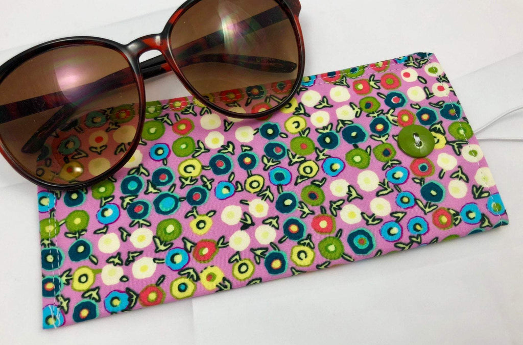 Pink Sunglass Cover, Padded Eye Glasses Pouch, Polka Dot Reading Glasses Sleeve - EcoHip Custom Designs