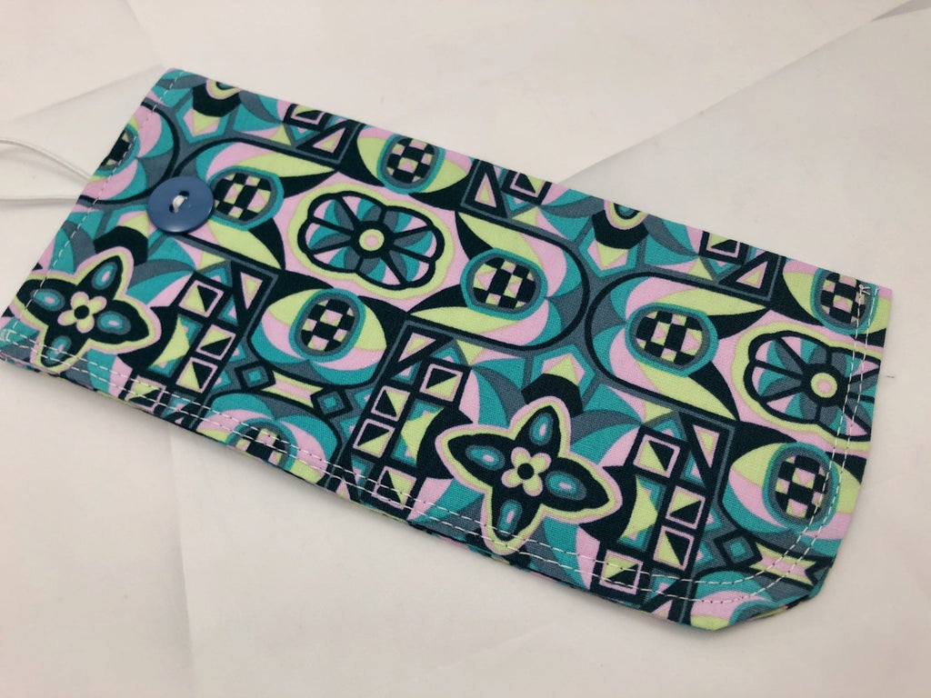 Pink, Green, Teal Fabric Eyeglass Case, Soft Reading Glasses Pouch, Sunglasses Holder - EcoHip Custom Designs