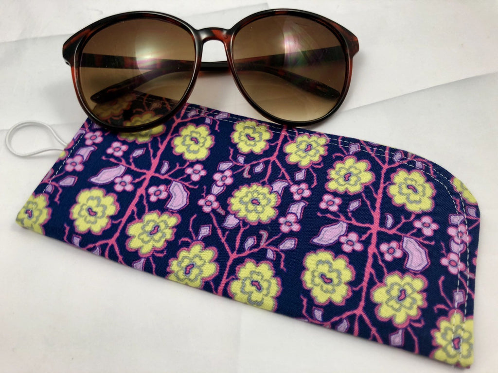 Dark Blue Sunglasses Cover, Soft Reading Glasses Case, Padded Eyeglasses Holder - EcoHip Custom Designs