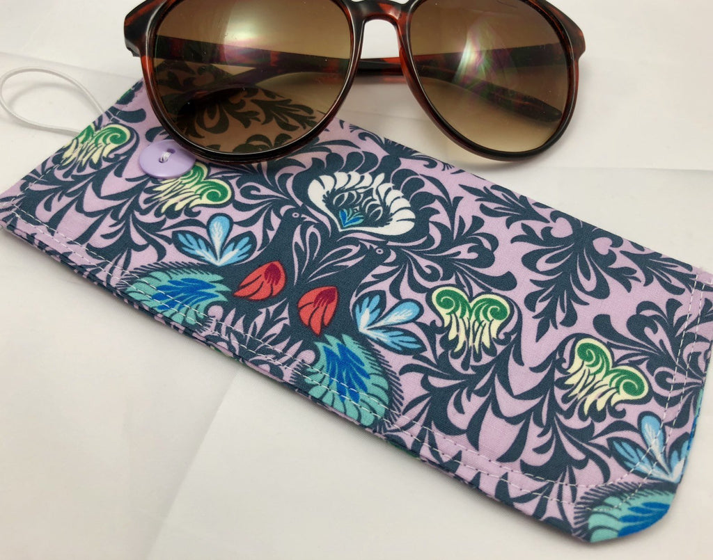 Lilac Purple Eye Glass Case, Lavender Sun Glasses Pouch, Padded Glasses Sleeve - EcoHip Custom Designs