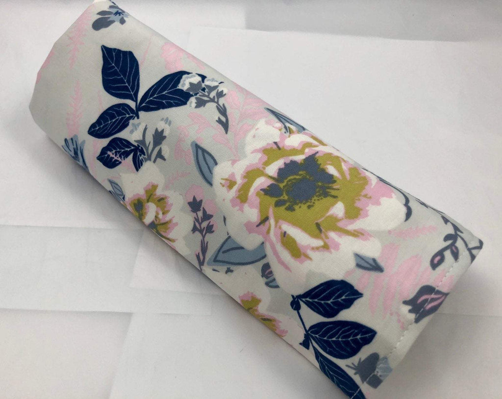 Blue Floral Makeup Brush Holder, Travel Cosmetic Brush Case, Paint Brush Roll - EcoHip Custom Designs