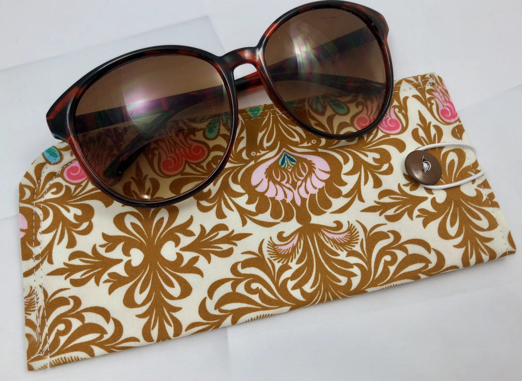 Beige Eye Glasses Sleeve, Tan Reading Glasses Pouch, Brown Sunglasses Holder - EcoHip Custom Designs