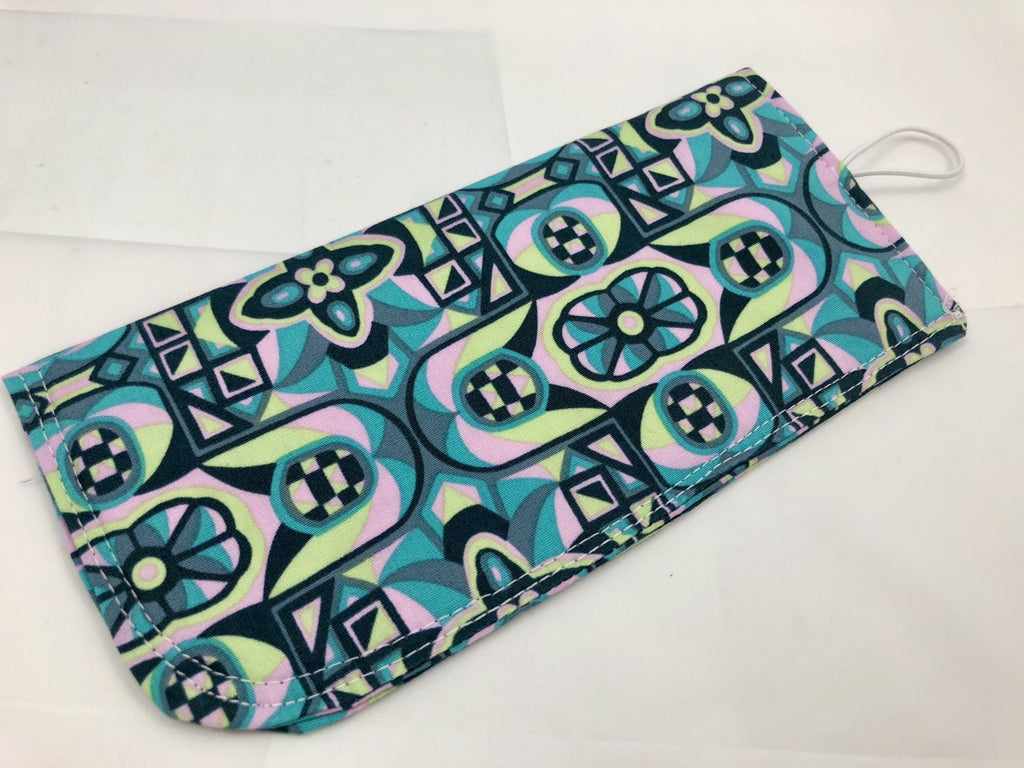 Pink, Green, Teal Fabric Eyeglass Case, Soft Reading Glasses Pouch, Sunglasses Holder - EcoHip Custom Designs