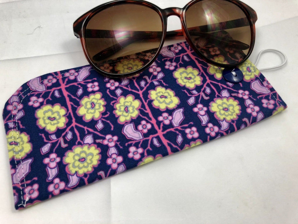 Dark Blue Sunglasses Cover, Soft Reading Glasses Case, Padded Eyeglasses Holder - EcoHip Custom Designs