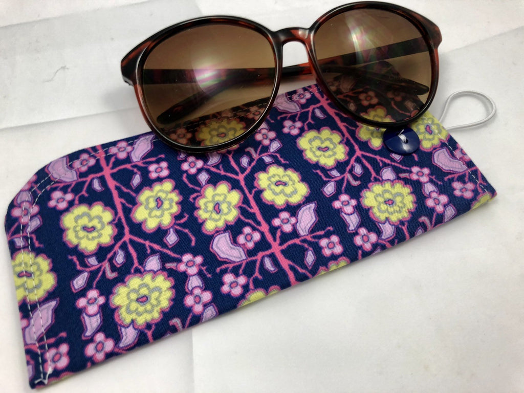 Dark Blue Sunglasses Cover, Soft Reading Glasses Case, Padded Eyeglasses Holder - EcoHip Custom Designs