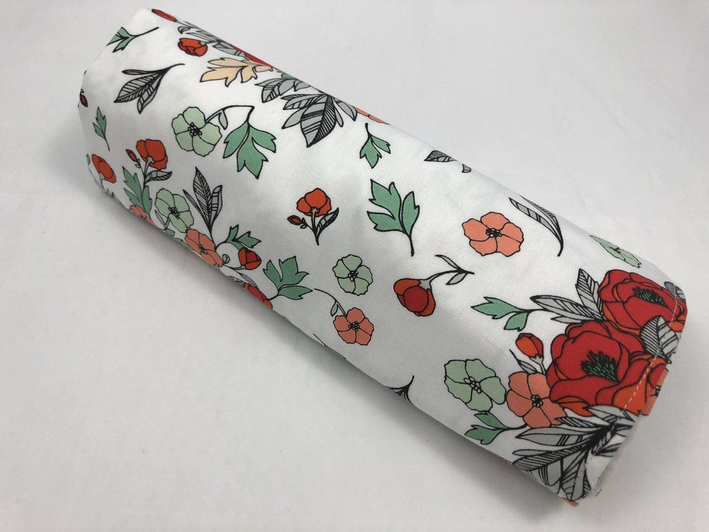 Red Floral Cosmetic Brush Roll, Travel Makeup Brush Holder, Paint Brush Bag - EcoHip Custom Designs