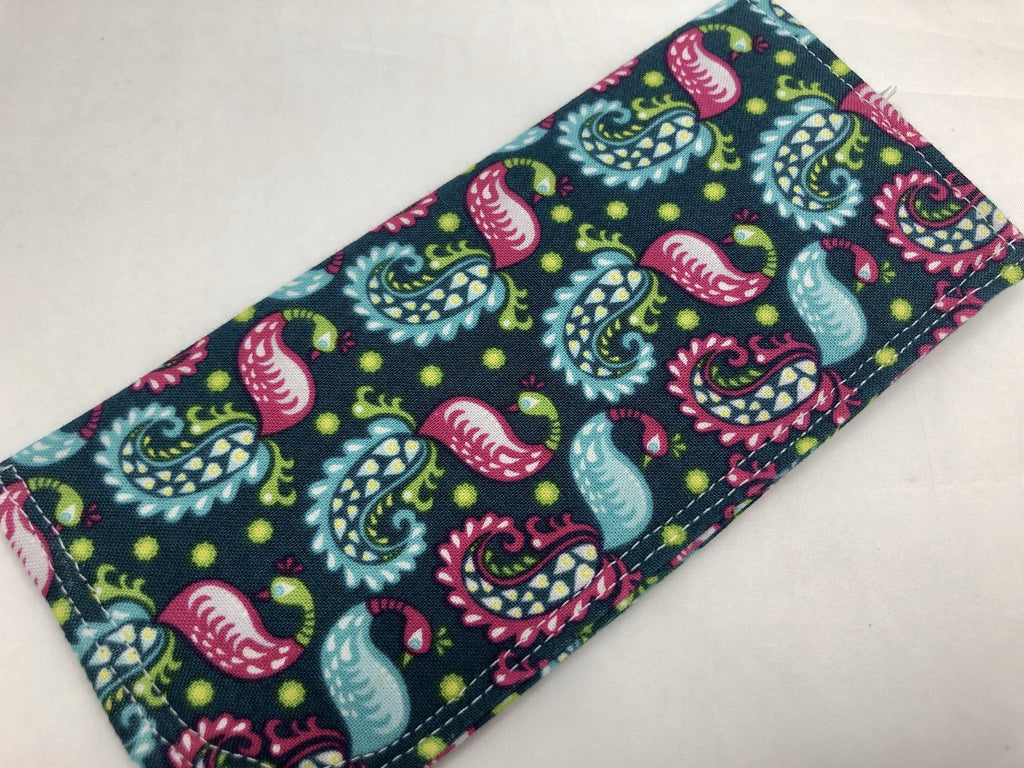 Soft Eyeglass Case, Green Reading Glasses Holder, Paisley Sun Glasses Sleeve - EcoHip Custom Designs