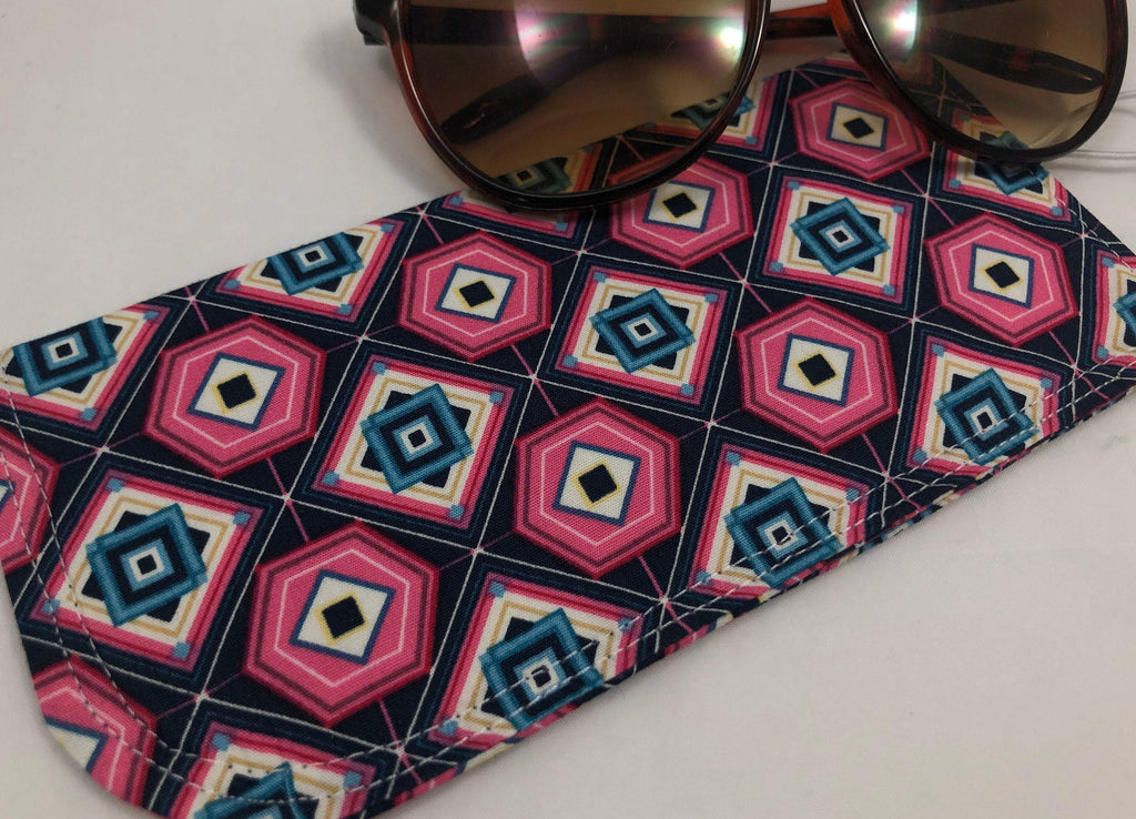 Pink, Blue, Black Eye Glasses Cover, Sunglass Pouch, Handmade Reading Glass Case - EcoHip Custom Designs