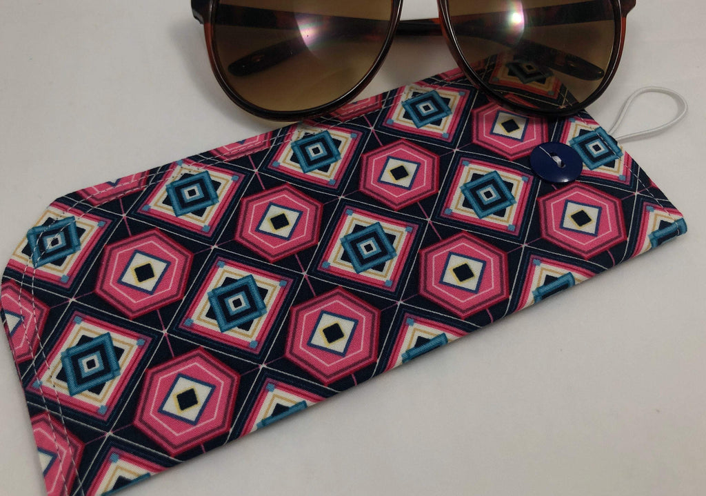 Pink, Blue, Black Eye Glasses Cover, Sunglass Pouch, Handmade Reading Glass Case - EcoHip Custom Designs