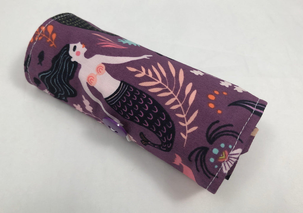 Mermaid Crayon Roll, Purple Crayon Case, Gir's Crayon Toy, Pink - EcoHip Custom Designs