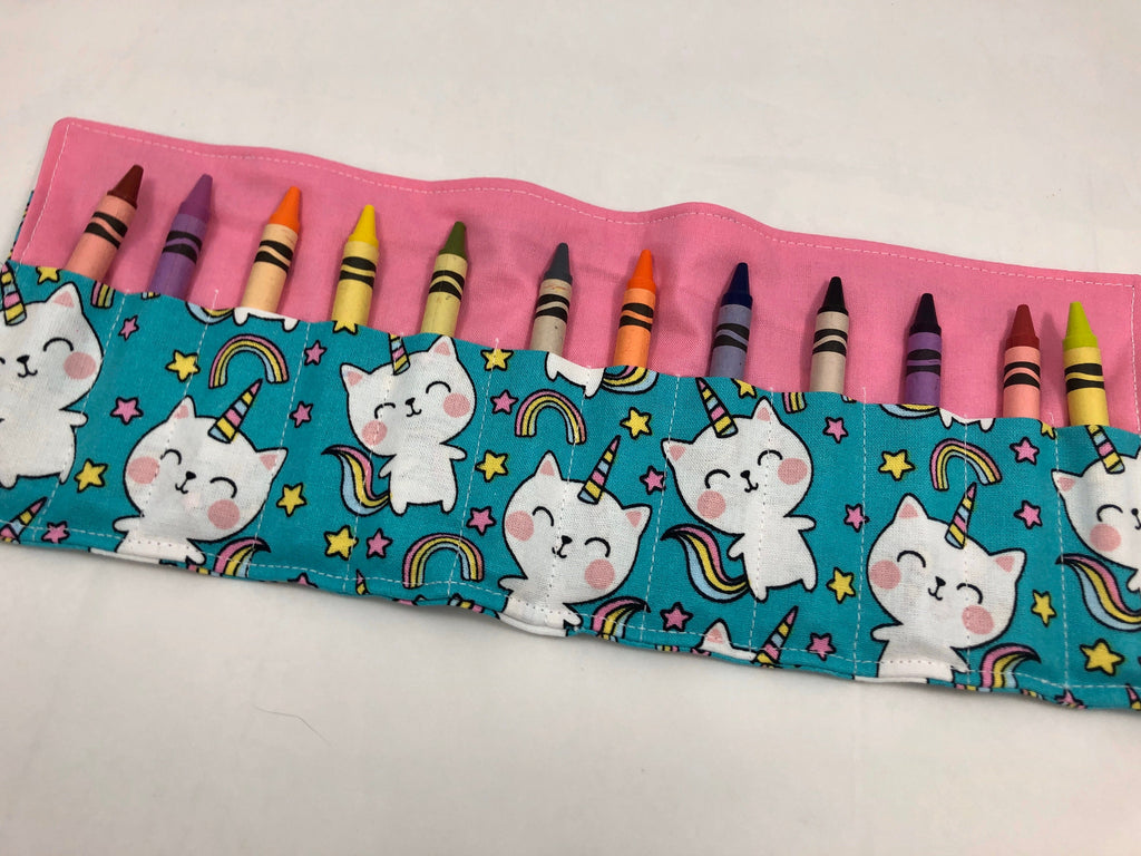 Unicorn Crayon Roll, Crayon Caddy, Gift for Girls, Cat Party Favor, Girl's Crayon Case, Caticorn, Unicorn