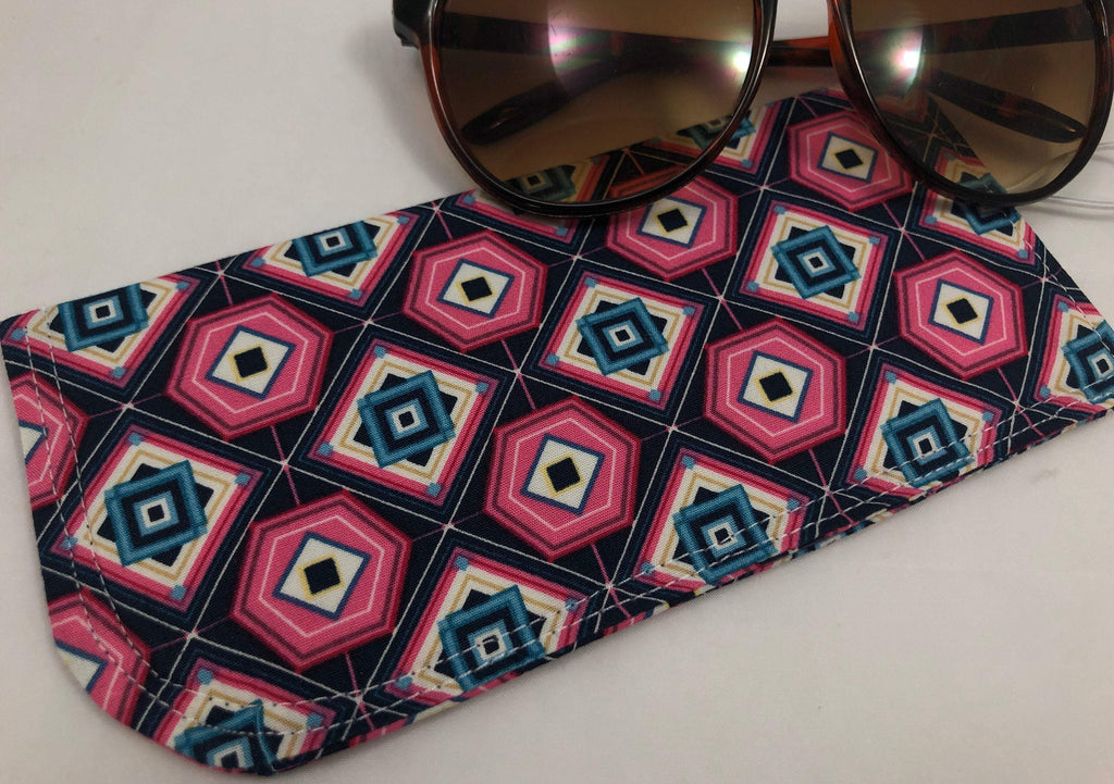 Pink, Blue, Black Eye Glasses Cover, Sunglass Pouch, Handmade Reading Glass Case - EcoHip Custom Designs