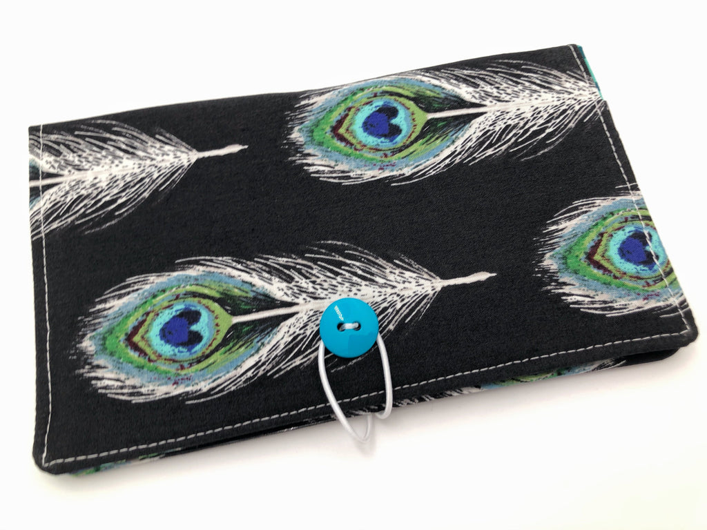 Black Check Book Register, Feather Duplicate Checkbook Cover, Pen Holder - EcoHip Custom Designs