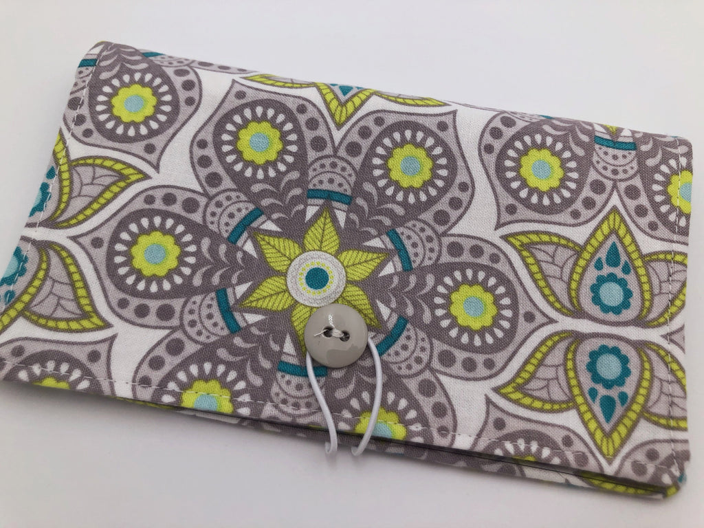 Gray Duplicate Checkbook, Paisley Checkbook Wallet, Pen Holder - EcoHip Custom Designs