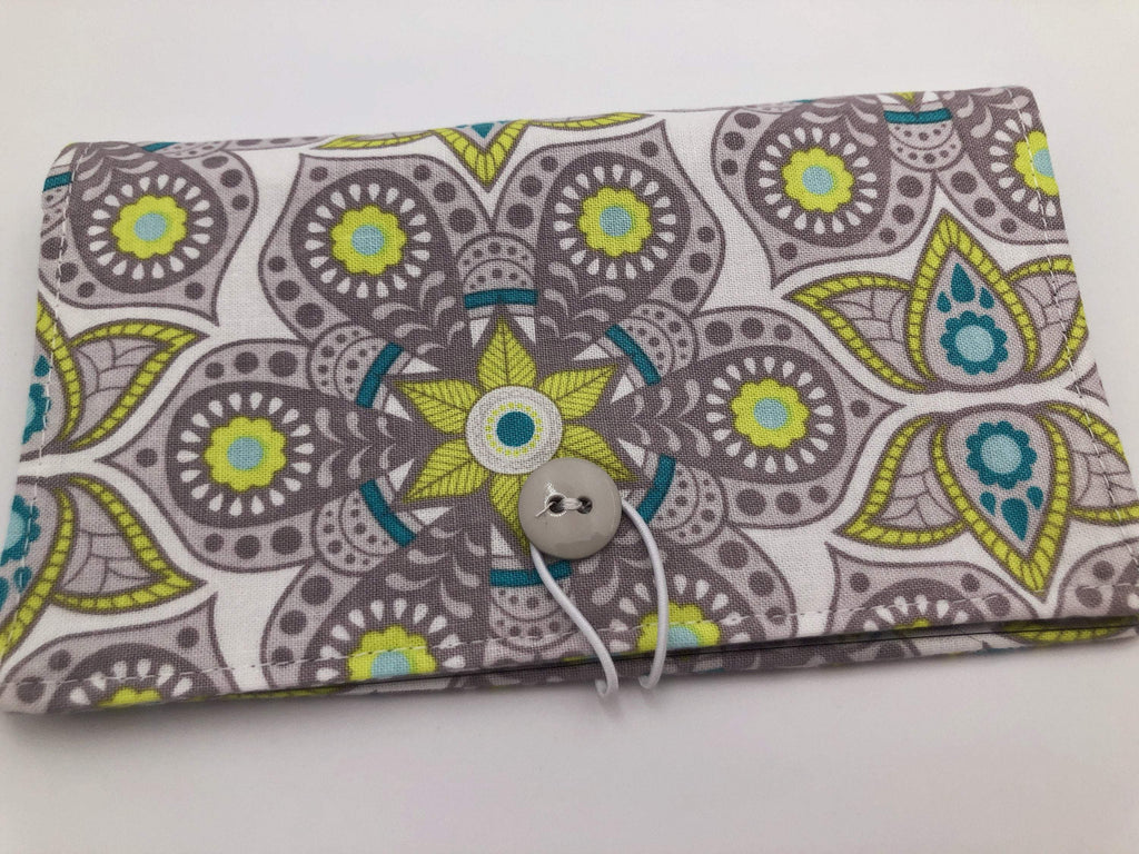 Gray Duplicate Checkbook, Paisley Checkbook Wallet, Pen Holder - EcoHip Custom Designs