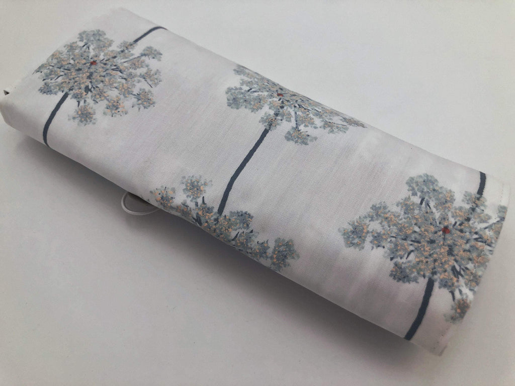 White Makeup Brush Case, Blue Forest Tree Make Up Brush Holder, Travel Brush Bag - EcoHip Custom Designs