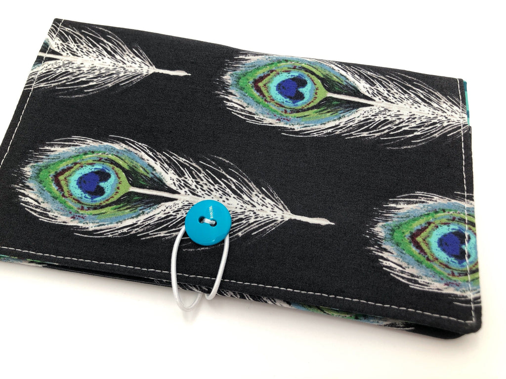 Black Check Book Register, Feather Duplicate Checkbook Cover, Pen Holder - EcoHip Custom Designs