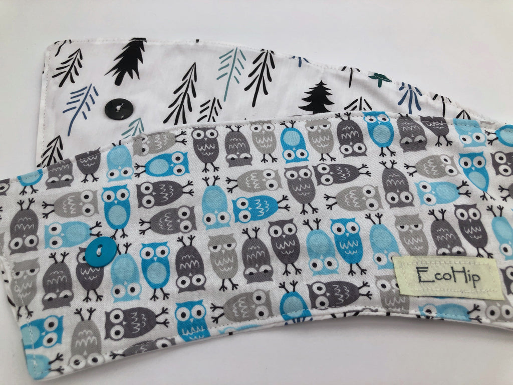 Blue Owl Iced Coffee Cozy, Gray Bird Coffee Sleeve, Nature Tree Hot Drink Cozy - EcoHip Custom Designs