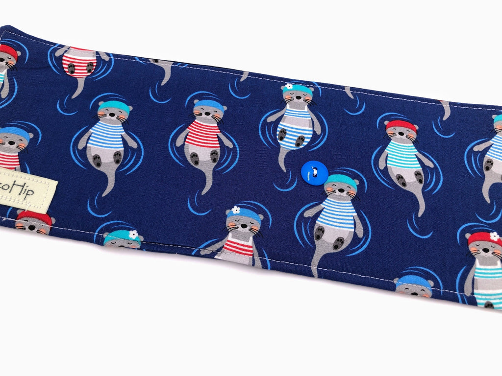 Sea Otter Crayon Roll, Travel Crayon Case Toy, Blue Crayon Holder - EcoHip Custom Designs