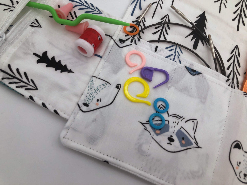 Animal Interchangeable Knitting Needle Organizer, Knitting Notions Holder, Crochet Hook Case, Fox - EcoHip Custom Designs