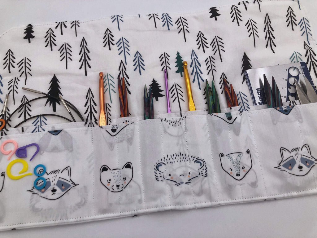 Animal Interchangeable Knitting Needle Organizer, Knitting Notions Holder, Crochet Hook Case, Fox - EcoHip Custom Designs