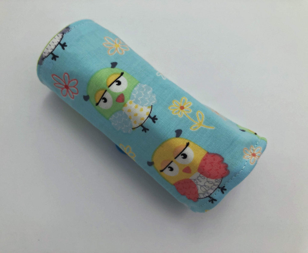 Blue Owl Crayon Roll, Bird Crayon Caddy, Travel Toy Bag for Kids - EcoHip Custom Designs