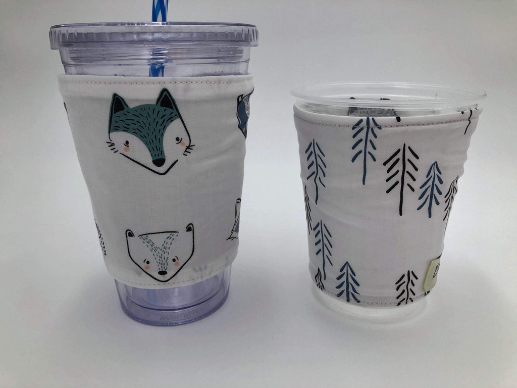 Animal Iced Coffee Cozy, Fox Hot Drink Sleeve, Raccoon Coffee Cuff, Drink Cup Cozy - EcoHip Custom Designs