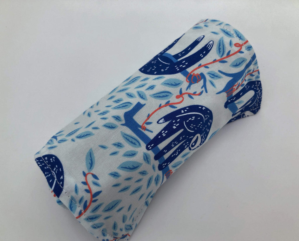 Sloths Crayon Roll, Blue Animal Crayon Caddy, Travel Toy for Kids - EcoHip Custom Designs