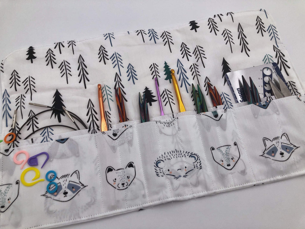 Animal Interchangeable Knitting Needle Organizer, Knitting Notions Holder, Crochet Hook Case, Fox - EcoHip Custom Designs