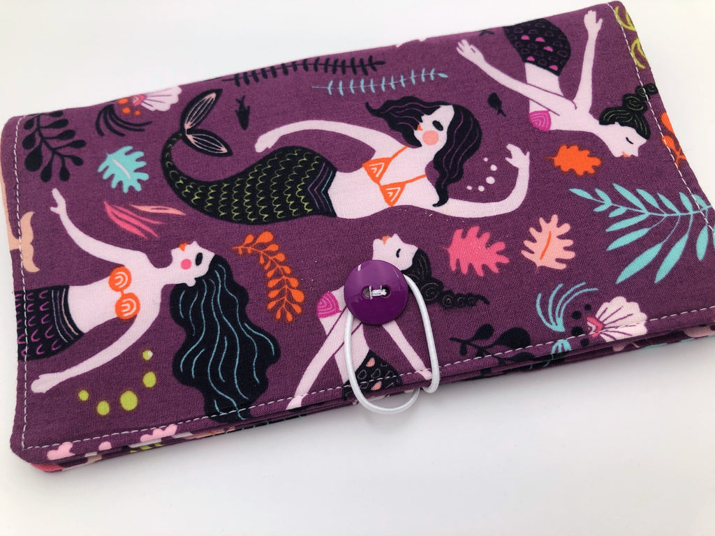 Mermaid Checkbook Cover, Orchid Purple Duplicate Checkbook Register, Pen Holder - EcoHip Custom Designs