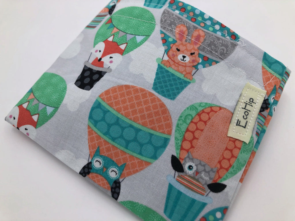 Animal Snack Bag, Fox Reusable Snack Bag, Eco-Friendly Baggie, Owl, Air Balloons - EcoHip Custom Designs