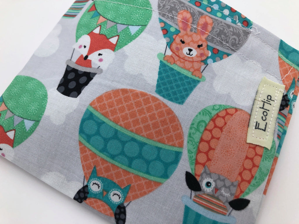 Animal Snack Bag, Fox Reusable Snack Bag, Eco-Friendly Baggie, Owl, Air Balloons - EcoHip Custom Designs