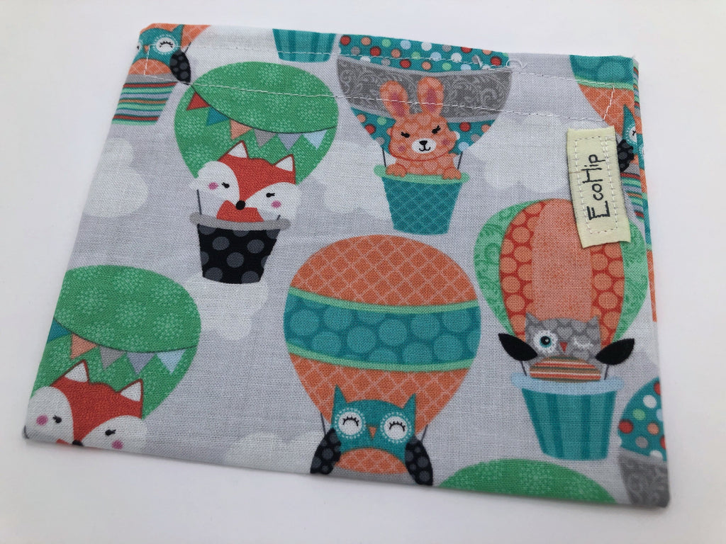 Animal Snack Bag, Fox Reusable Snack Bag, Eco-Friendly Baggie, Owl, Air Balloons - EcoHip Custom Designs