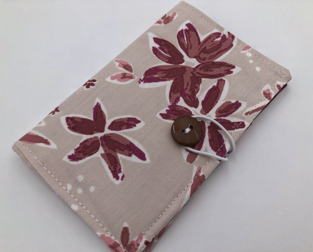 Beige Tea Bag Wallet, Red Foliage Teabag Holder, Travel Tea Bag Organizer - EcoHip Custom Designs