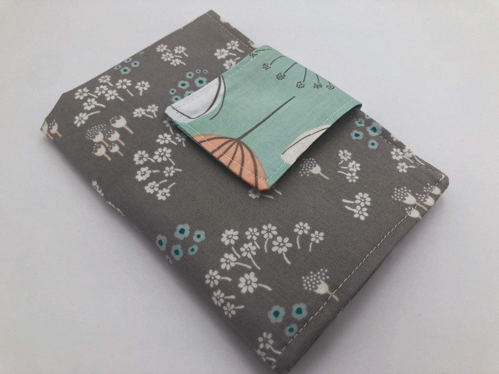 Gray Floral Sanitary Pad Pouch, Green Blooms Tampon Holder, Tampon Bag - EcoHip Custom Designs