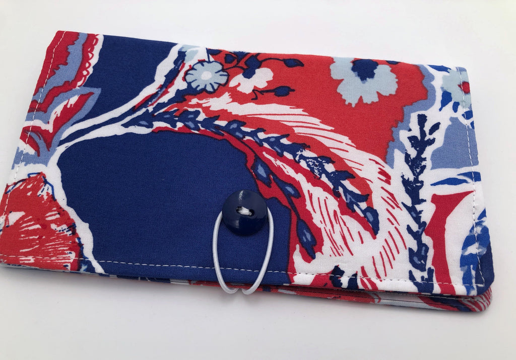 Blue Checkbook Cover, Red Duplicate Check Book Wallet, Checkbook Case - EcoHip Custom Designs