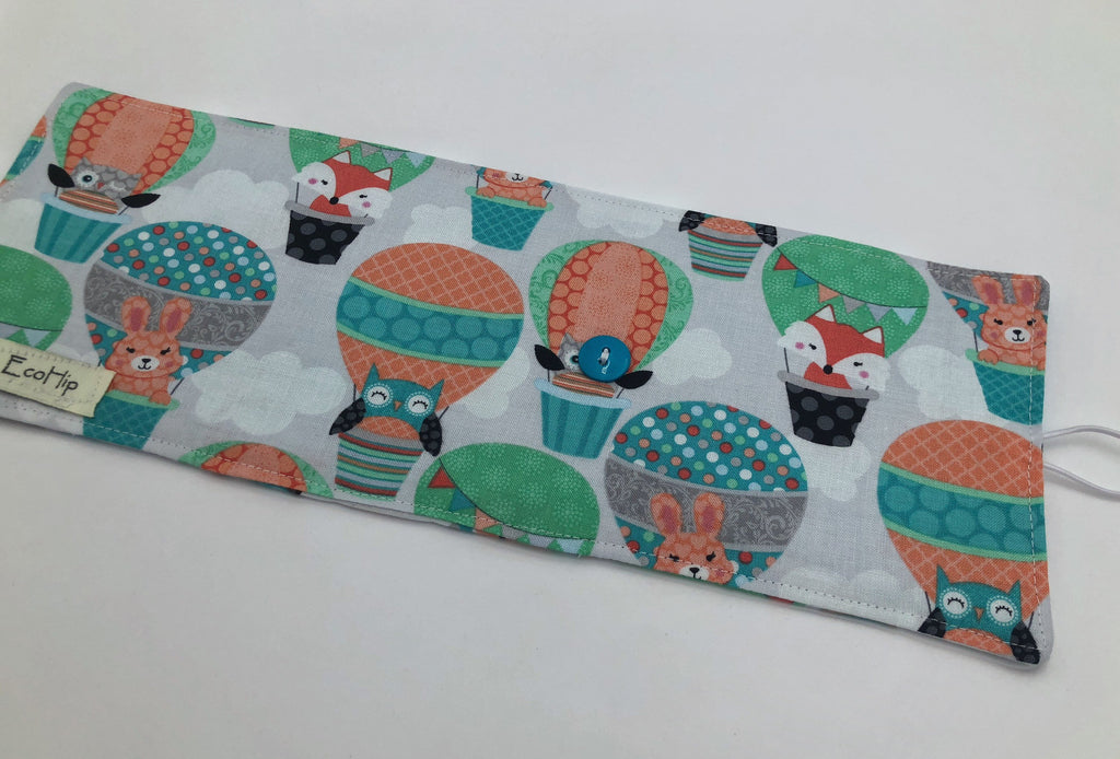 Balloon Crayon Roll Up, Owl Crayon Caddy, Blue Crayon Case, Foxes, Stocking Stuffer - EcoHip Custom Designs