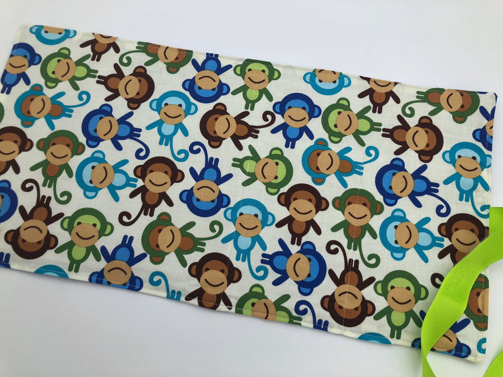 Monkey Creative Crayon Toy, Animal Pencil Case Roll Up, Chalk Board Mat, Stickers - EcoHip Custom Designs