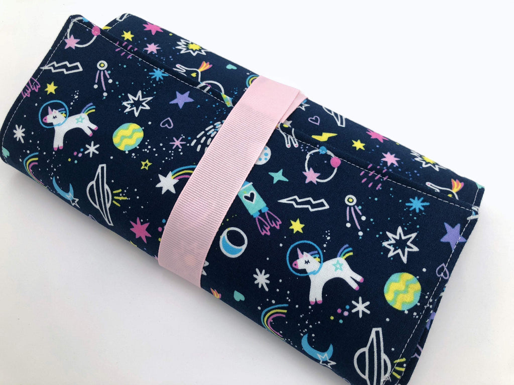 Creative Crayon Wallet, Unicorns, Outer Space Chalk Board Roll Up, Purple Crafts for Toddlers - EcoHip Custom Designs