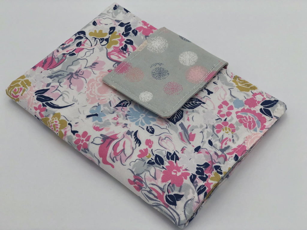 Pink Floral Tampon Bag, Gray Dot Sanitary Pad Pouch, Privacy Wallet Case for Women - EcoHip Custom Designs