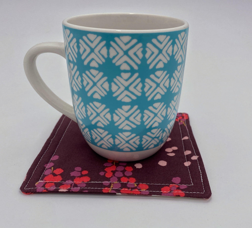 Fabric Coaster, Set of 4 Kitchen Coasters, Drink Coasters, Coffee Mug Rug, Hot Tea Cup Coaster - Mayfair