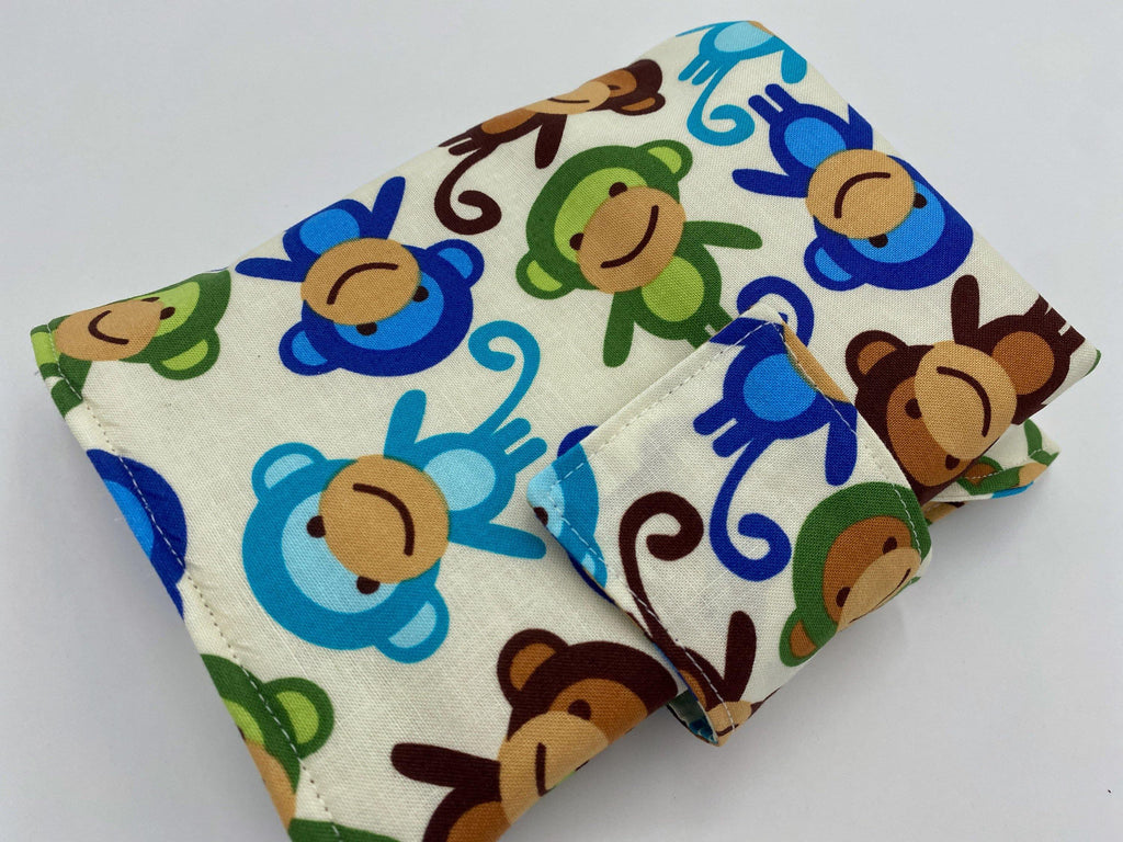 Interchangeable Knitting Needle Case, Notions Storage. Crochet Hook Roll, Knitting Needle Organizer, Monkeys Blue