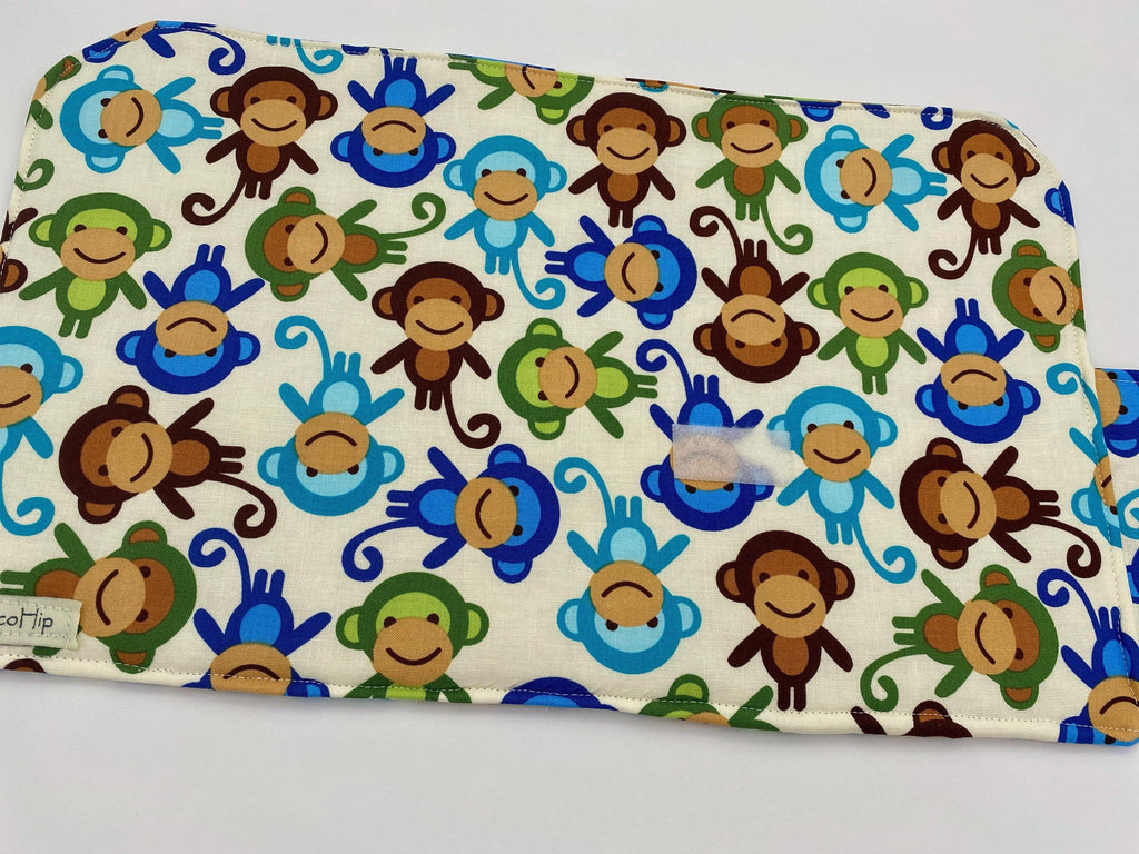 Interchangeable Knitting Needle Case, Notions Storage. Crochet Hook Roll, Knitting Needle Organizer, Monkeys Blue