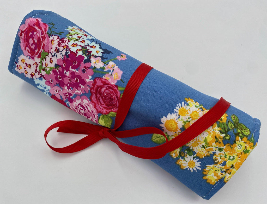 Travel Jewelry Roll, Jewelry Organizer, Jewelry Case, Jewelry Roll Up, Jewelry Travel Bag, Blossoms in Marine