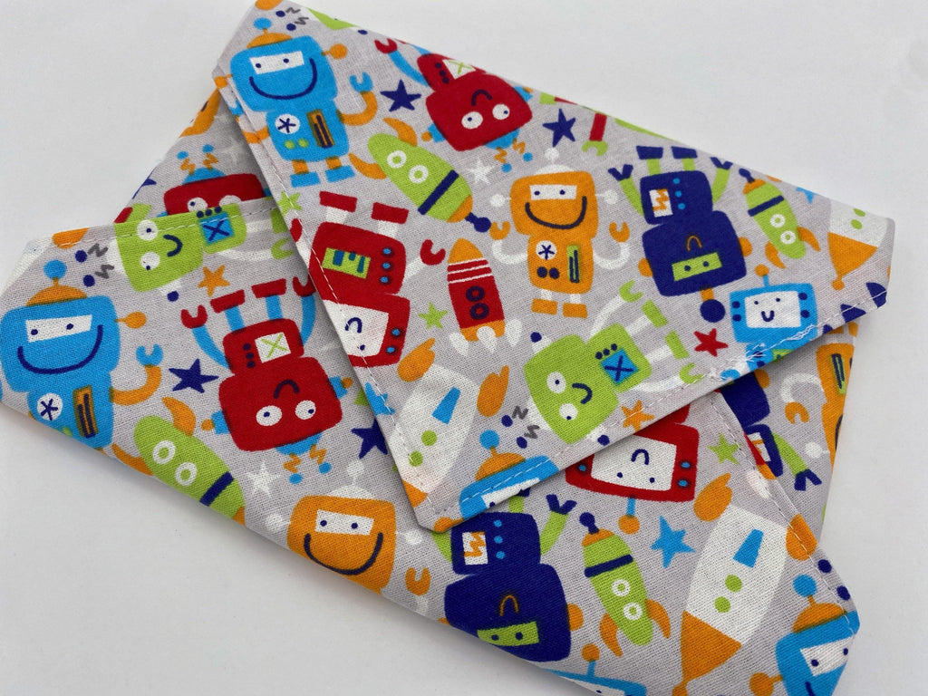 Reusable Sandwich Bag, Sandwich Wrap, Reusable Sandwich Mat, Sandwich Holder - Robots Gray